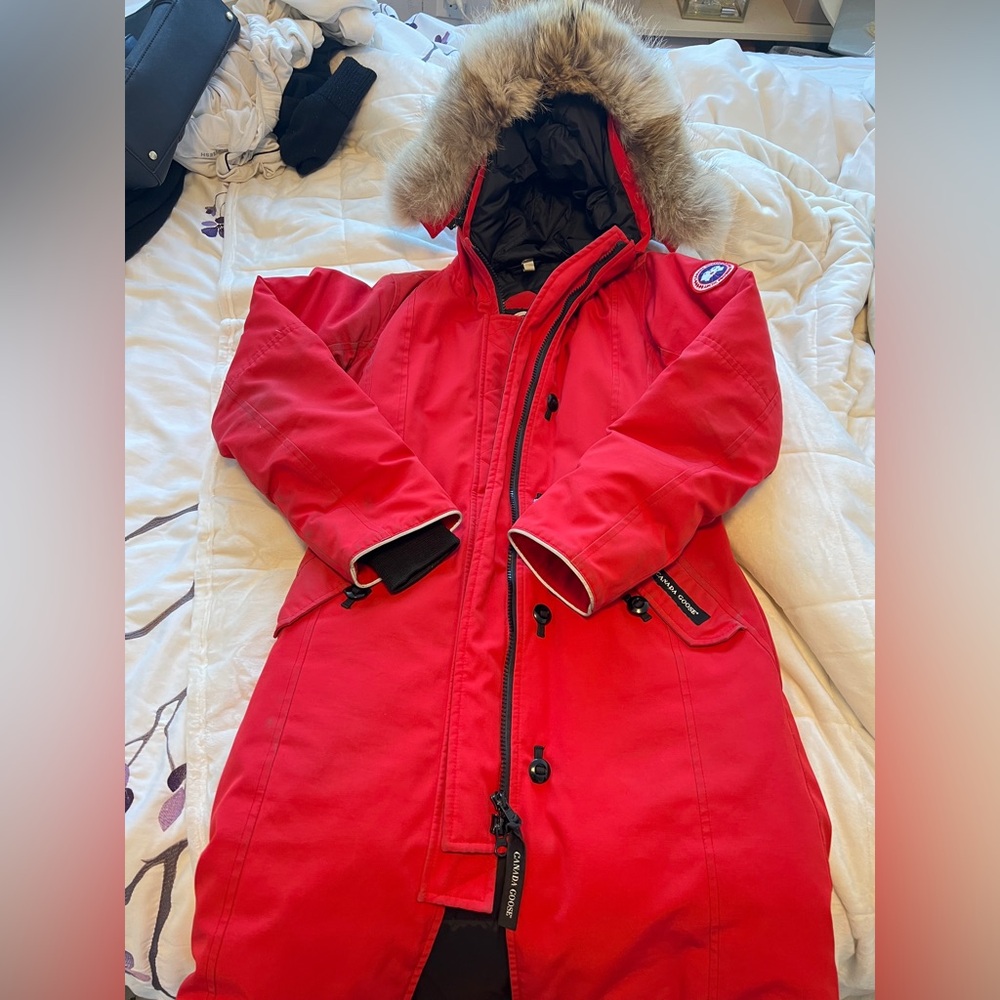 Canada Goose Red Parka with Fur Trim